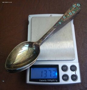 Набор чайных ложек. Серебро 875. СССР.