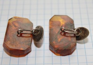 Запонки. СССР. Янтарь. Рига. 875, со звездой.