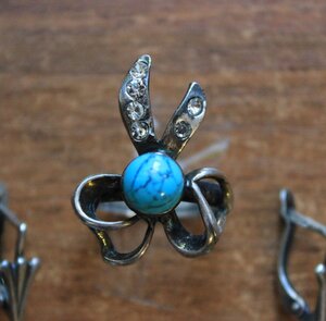 Серьги и кольцо. СССР. Бирюза. 18,8 грамма. ПЮМ. Комплект.