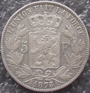 5 франков 1873,Бельгия