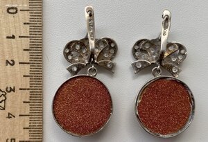 Серебряные серьги в стиле Фаберже. Серебро 925 проба.