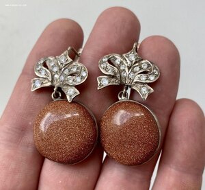 Серебряные серьги в стиле Фаберже. Серебро 925 проба.