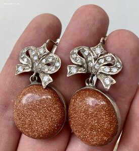 Серебряные серьги в стиле Фаберже. Серебро 925 проба.