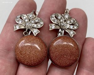 Серебряные серьги в стиле Фаберже. Серебро 925 проба.