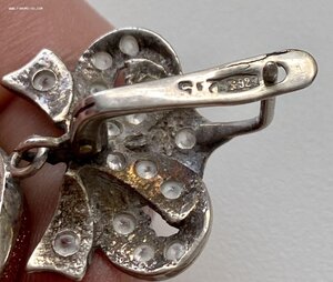 Серебряные серьги в стиле Фаберже. Серебро 925 проба.