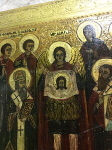 Икона Избранные святые, Архангел Михаил. Аналой. По золоту