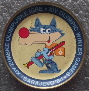 плакетки волчонок Вучко,талисман зимних XIV Олимпиады,1984г.