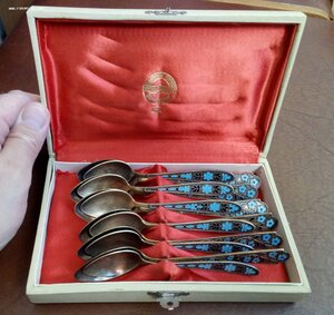 Набор чайных ложек. Серебро 875. СССР.