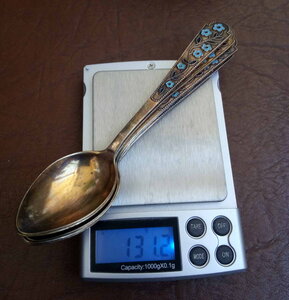 Набор чайных ложек. Серебро 875. СССР.