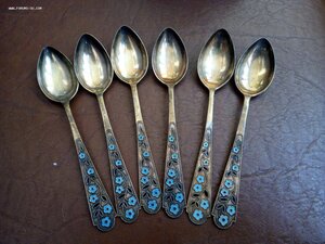 Набор чайных ложек. Серебро 875. СССР.