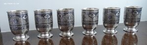 Комлект из 6-ти стопок,серебро 875 пр.,чернь