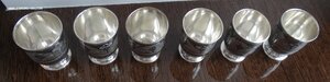 Комлект из 6-ти стопок,серебро 875 пр.,чернь