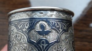 Комлект из 6-ти стопок,серебро 875 пр.,чернь