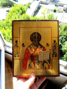 Икона "Николай Чудотворец" Сусальное золото.