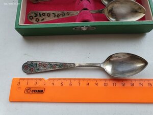 Набор чайных ложек "Весна" в коробке. 131,7 гр. Проба 875.