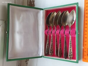 Набор чайных ложек "Весна" в коробке. 131,7 гр. Проба 875.