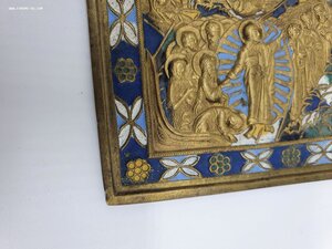 Меднолитая икона Воскресение Христово в Ромашках.Эмаль. Сост