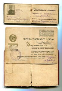 Малая Грамота и удостоверение на ГСС Леденев Петр Петрович.