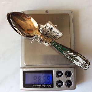 Ложки кофейные. Серебро. Эмаль.