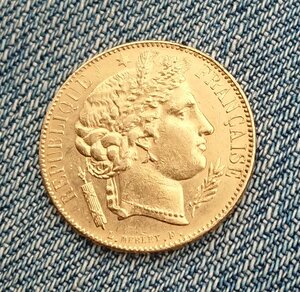 20 франков 1850 - Франция - золото 900, вес 6,45 гр