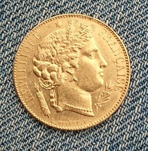 20 франков 1850 - Франция - золото 900, вес 6,45 гр