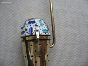 Заварница (ситечко) для чая. Серебро 916. Эмаль.