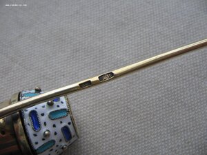 Заварница (ситечко) для чая. Серебро 916. Эмаль.