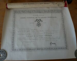 Диплом к ордену Почетного легиона