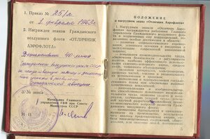 Отличник Аэрофлота +док