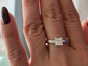 Кольцо с бриллиантом ПРИНЦЕССОЙ 1 ct платина 950