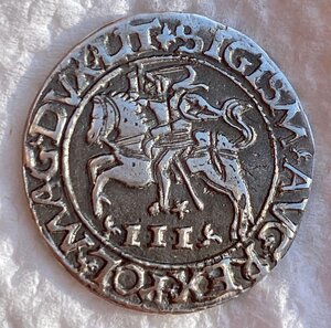 3 гроша 1565 год. Литва. Серебро.