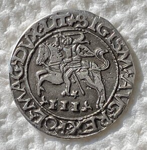 3 гроша 1565 год. Литва. Серебро.