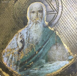 Господь Саваоф. Фрагмент от хоругви. Золочение, Эмали.