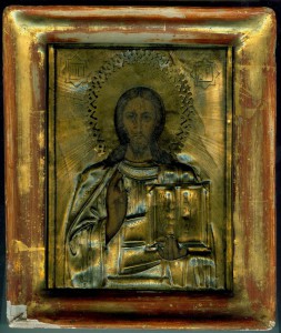 Икона в киоте и окладе (бронза)