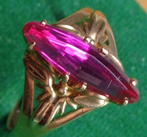 кольцо 585 пр Красный корунд