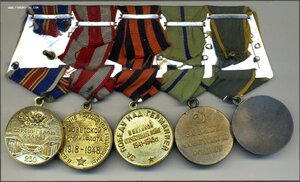 Колодка на 5 медалей (ЗБЗ, Ленинград, ЗПНГ, ХХХ лет, 250 лет