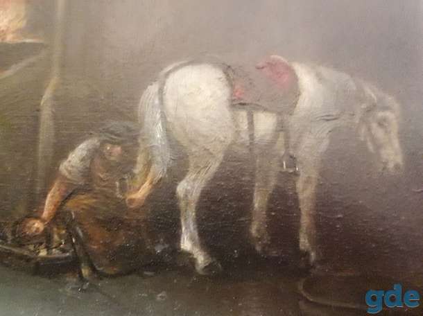 Картина ..В кузнице,, Немецкий художник 19 века