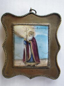 Икона Св. Владимир. Финифть, роспись, латунь.