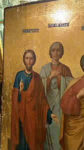 Икона Три Апостола. Академическое письмо по золоту.