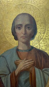 Икона Три Апостола. Академическое письмо по золоту.