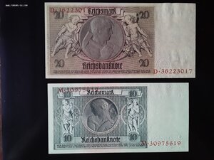 Германия.10 и 20 марок 1929 UNC . Оценка