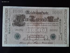 Германия 1000 марок 1910 unc