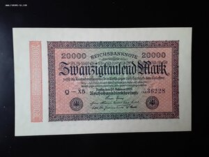 Германия 20 000 марок 1923 unc