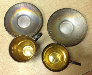 2 чашки с блюдцами из мельхиора-позолота