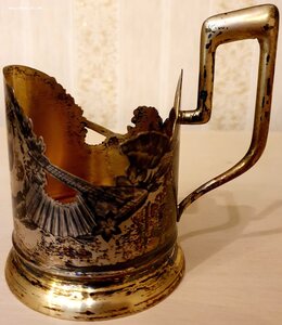 Редкий подстаканник перепляс. 875 проба