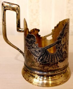 Редкий подстаканник перепляс. 875 проба