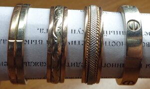 4 обручальных   кольца 585 пробы
