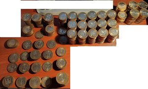 10 рублей 2005-2020 биметалл 600 штук