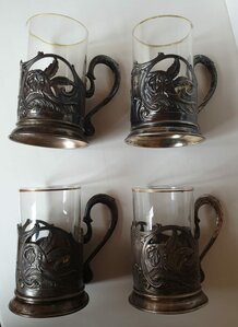 Сопны (подстаканы) слоны. 4шт с родными стаканами.