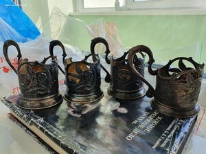 Сопны (подстаканы) слоны. 4шт с родными стаканами.